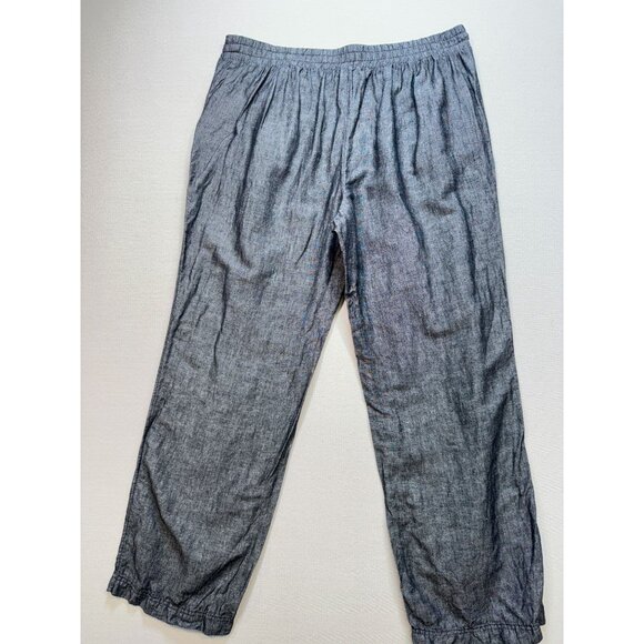 Croft & Barrow Womens Linen-Blend Casual Pants Size XL Gray Drawstring Straight - Picture 9 of 12